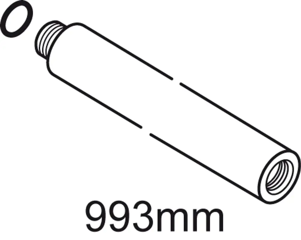Brausestange von Ideal Standard, zylindrische Form mit Innengewinde. Eine Dichtung ist neben der Stange abgebildet.